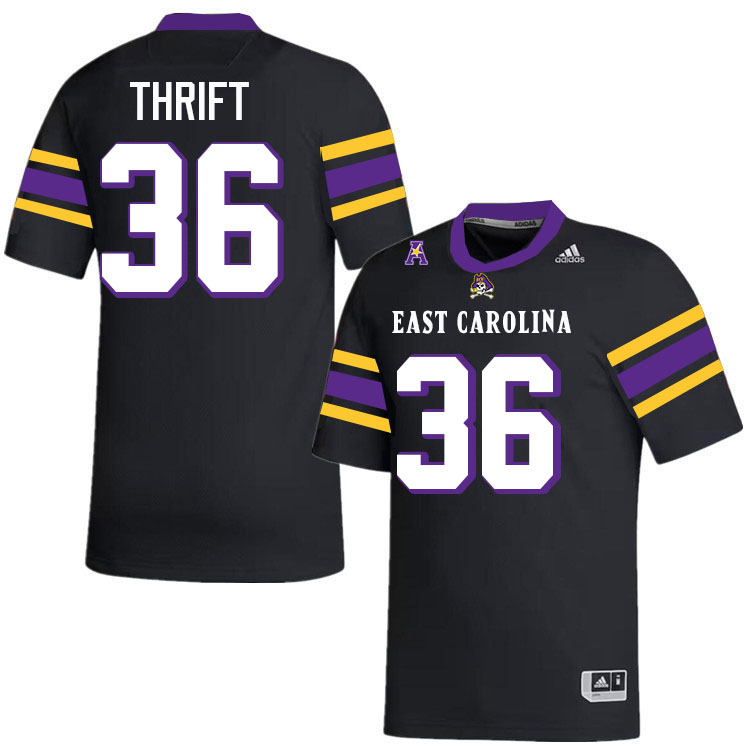 Roger Thrift ECU Jersey,East Carolina Pirates #36 Roger Thrift Jersey Youth College-Black 2024